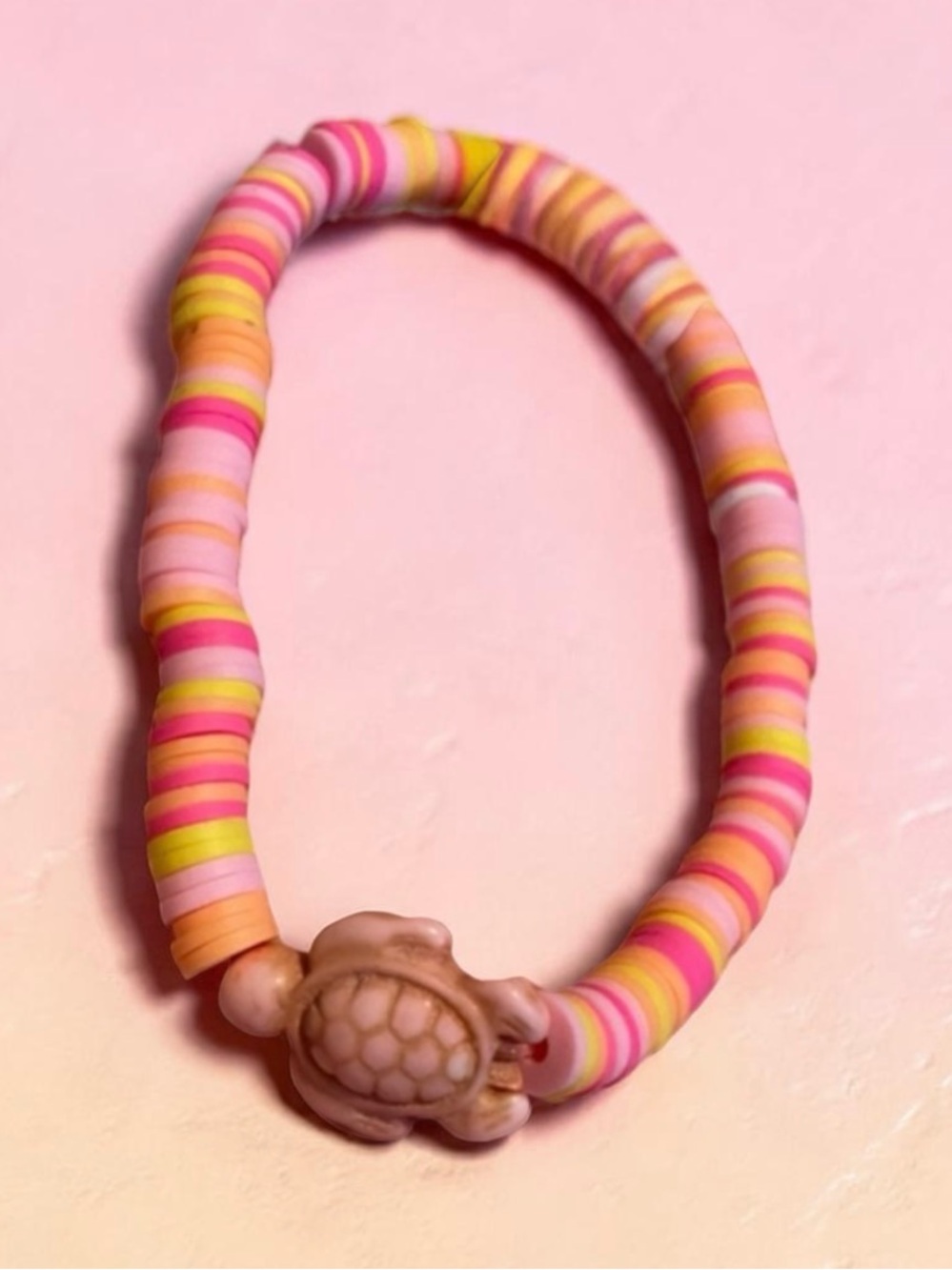 NWOT Pink Ombre Turtle Heishi Beaded Stretch Bracelet Beachy Mermaid Vibes